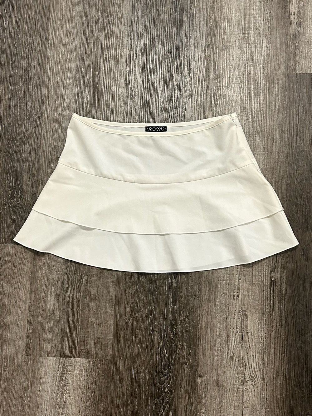Vtg XOXO White Tiered Mini Skirt